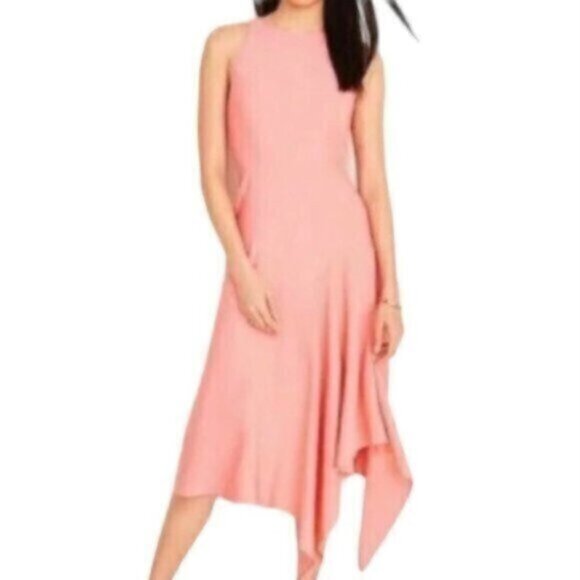 NWT Ann Taylor Coral Asymmetrical Flowy Flare Dress - Picture 1 of 13